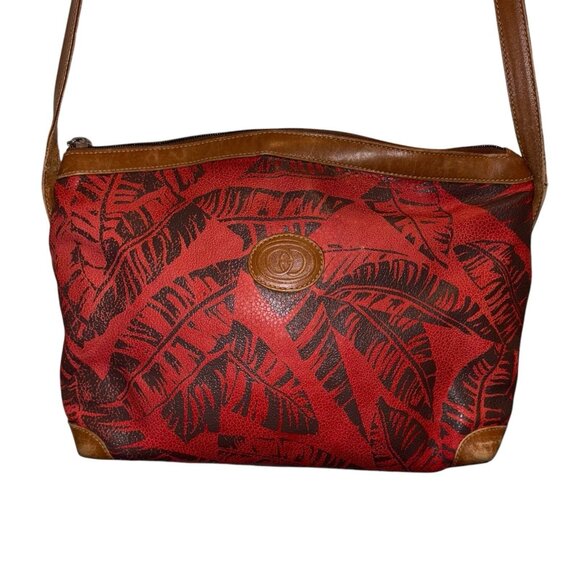 Gucci Vintage Shoulder Bag Crossbody Leather Logo Palm Trees Leafs Rare - Picture 1 of 16
